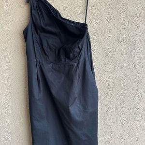 J Crew one shoulder little black dress with pockets!
